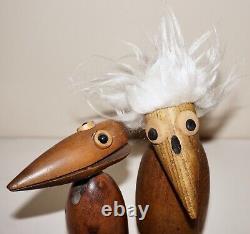 Vtg, J. V. OREL MID CENTURY MODERN Wooden Einstein Bird & Card Holder Bird Figure