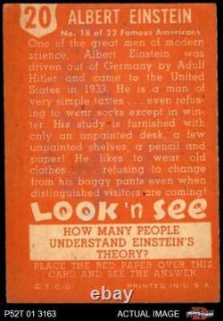 1952 Topps Look'n Voir #20 Albert Einstein Short-print 3 Vg P52t 01 3163
