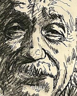 ALBERT EINSTEIN par l'artiste répertorié IGNACIO GOMEZ portrait au crayon de charbon de bois CHICANO