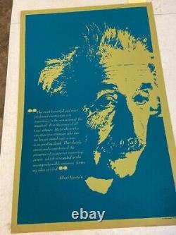 Affiche lourde sérigraphiée rare et originale d'Albert Einstein de 1966 par Pandora Prod