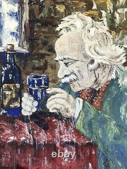Albert Einstein Modèle Impressionnaire Oil Painting 1950s Anticole Fameux Mysterie