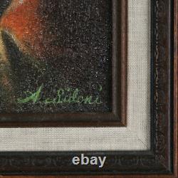 Albert Einstein par Anthony Sidoni - Huile sur toile signée 15 1/2 X13 1/2