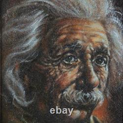 Albert Einstein par Anthony Sidoni Signé Huile sur Toile 15 1/2 X13 1/2