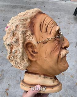 Buste de tête d'Einstein, statue de style mi-siècle MCM, figurine en plâtre et plâtre Escolike