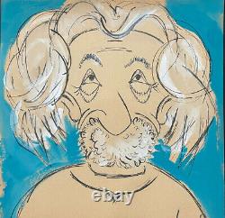 Caricature De Juan David Posada. 'albert Einstein'. Original Signé Par L'artiste