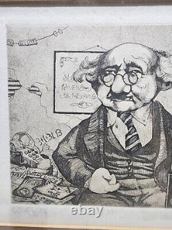 Charles Bragg Estampe signée au crayon et encadrée Limitée & Encadrée Einstein Inconnu CPA