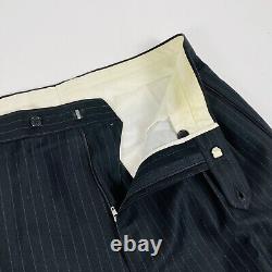 Costume Hugo Boss 40R Einstein Omega, pantalon 32 x 29 à plis, noir à rayures, trois boutons