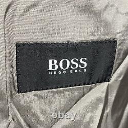 Costume Hugo Boss pour hommes 44L Einstein Sigma 36 x 28 Gris à rayures plissées à trois boutons