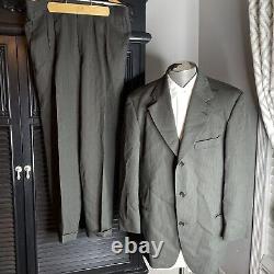 Costume Kappa marron à rayures fines Hugo Boss pour homme en laine mélangée, taille 42R.