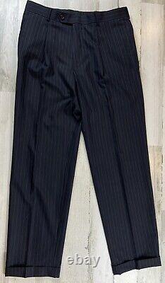 Costume deux pièces Hugo Boss Einstein Sigma pour homme, taille 40R, pantalon 34x32, rayures noires A-1876.