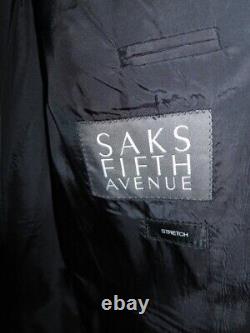 Costume noir à fines rayures Hugo Boss Einstein Sigma Saks 5th Avenue pour hommes, taille 40R, 32W, 32L.