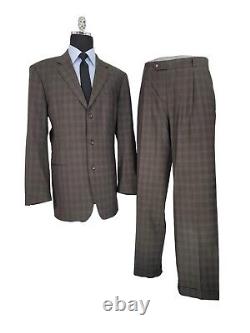 Costume pour homme HUGO BOSS Einstein Sigma US taille 44L, 36x33, à carreaux brun gris en laine vierge.