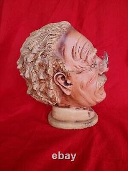 Figurine de buste de tête d'Einstein en plâtre ancien