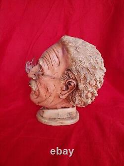 Figurine de buste de tête d'Einstein en plâtre ancien