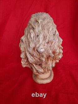 Figurine de buste de tête d'Einstein en plâtre ancien