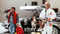 Lot de jouets chauds avec machine à remonter le temps, Marty McFly, Doc et Einstein à l'échelle 1/6