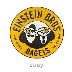 Panneau publicitaire en métal de grande taille avec logo rétro de la boutique Einstein Bros Bagels