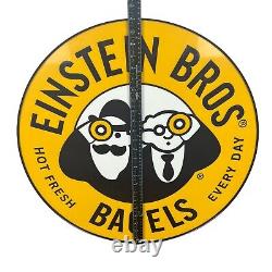 Panneau publicitaire en métal de grande taille avec logo rétro de la boutique Einstein Bros Bagels