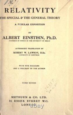 RELATIVITE, LA THEORIE SPECIALE ET LA THEORIE GENERALE: UN OUVRAGE POPULAIRE par Albert Einstein VG+