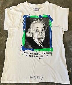 Rare 90s Albert Einstein Art Shirt L'imagination est plus importante que la connaissance.