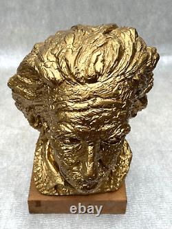 Sculpture en buste de taille réelle du visage d'Albert Einstein en ton or par Austin Products Statue