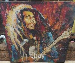 Stephen Fishwick The Soldier Bob Marley Grand Giclee Art Sur Toile 39 X 40