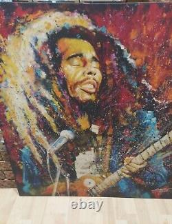 Stephen Fishwick The Soldier Bob Marley Grand Giclee Art Sur Toile 39 X 40
