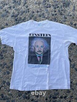 T-shirt Albert Einstein Vintage des années 90 'Grands Esprits' Fabriqué aux États-Unis avec couture unique, taille XL