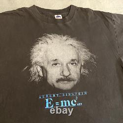 T-shirt Vintage 1990 E=MC2 Albert Einstein avec Grand Visage Taille XL USA Couture Unique