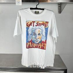 T-shirt à couture unique Vintage des années 90 Albert Einstein Fred Babb Get Smart Make Art