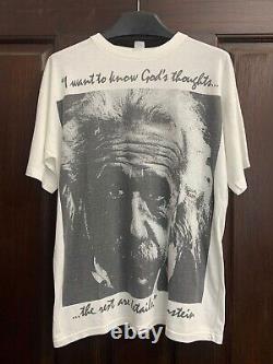 T-shirt d'art avec grand visage d'Albert Einstein des années 90, style vintage, science.