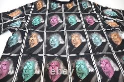 T-shirt en collage graphique rare d'Albert Einstein avec l'impression double face de la noix du Diable