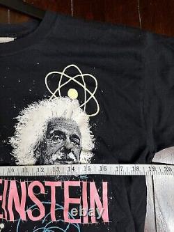 T-shirt graphique noir à manches courtes avec motif d'arlequin VTG, Albert Einstein, taille XL.