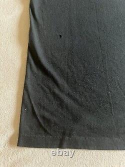 T-shirt noir vintage des années 1980 avec une impression d'Albert Einstein, taille L, en couture simple.