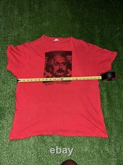 T-shirt rouge vintage Albert Einstein des années 90 pour homme, taille XL, fabriqué aux États-Unis. Étiquette Hanes des années 70.