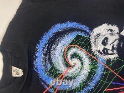 T-shirt vintage Albert Einstein Andazia taille L noir : la gravité courbe la lumière