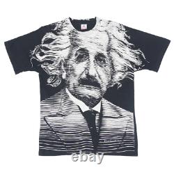 T-shirt vintage Albert Einstein E=MC2 à couture unique fabriqué aux États-Unis noir.