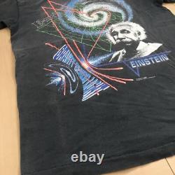 T-shirt vintage Einstein des années 90 pour hommes, noir, taille L, manches courtes, 100% coton, d'occasion.