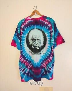 T-shirt vintage des années 90 d'Albert Einstein avec graphique recto-verso et couture unique, fabriqué aux USA en taille XXL.