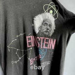 T-shirt vintage noir avec photo d'Albert Einstein des années 80