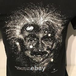 Vintage 1993 Albert Einstein Noir Petit T-shirt Scientifique Science Spatiale Fiction