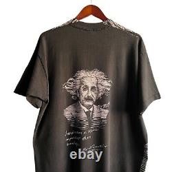 Vintage 90s Albert Einstein All Over Imprimer Chemise Simple Maille