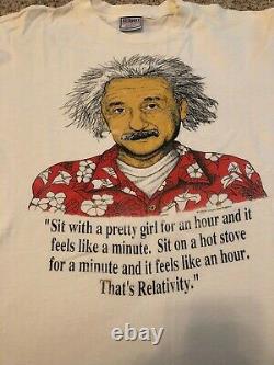 Vintage Albert Einstein Relativity Humour Single Stitch T Shirt All Sport USA XL