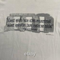 Vintage Andazia Albert Einstein T-shirt All Over Stonehenge Hommes Taille XL Blanc