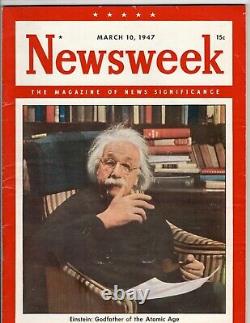 Vintage Newsweek Magazine 10 Mars 1947 Albert Einstein Parrain De L'âge Atomique