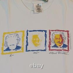 Vtg Andazia Einstein USA Made Single Stitch E=MC2 Hebrew University Sz L Blanc