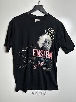 Vtg Noir Arlequin Manches Courtes T-shirt Graphique Albert Einstein Sz XL