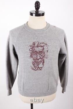 Vtg Russell Jerzeez Albert Einstein Try-blend Rayon Sweatshirt Homme Large USA